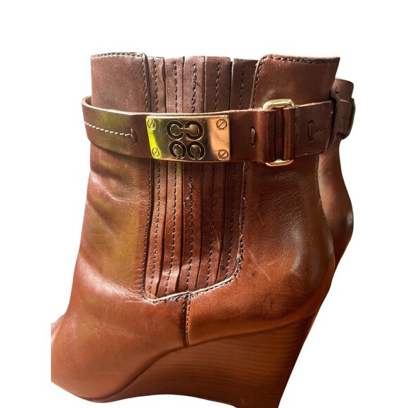 Coach Womens Letty Leather Wedge Heeled Ankle Boots Size 9.5B Brown Party Chic - Picture 6 of 8